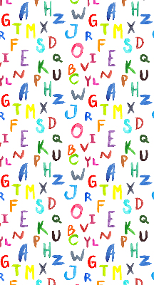 Fensterrollo innen in bunten Buchstaben