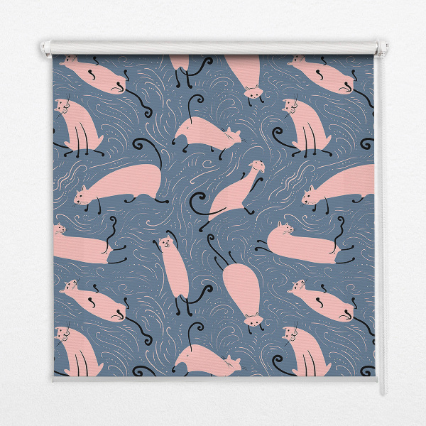 Fensterrollo in Rosa mit Katzenmotiv