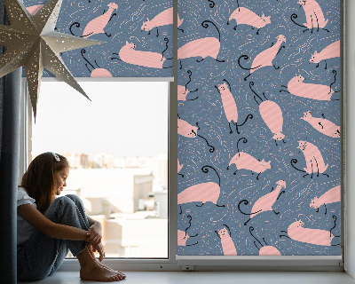 Fensterrollo in Rosa mit Katzenmotiv