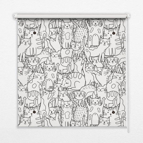 Rollo Fenster mit gezeichneten Katzen