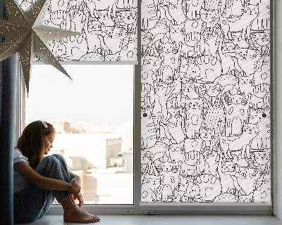 Rollo Fenster mit gezeichneten Katzen