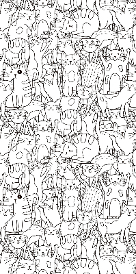 Rollo Fenster mit gezeichneten Katzen