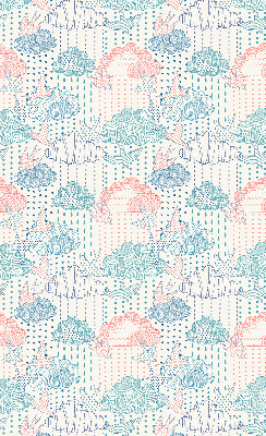 Rollo Fenster mit bunten Wolken und Mustern