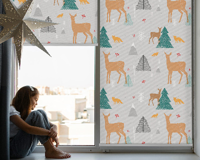 Fensterrollo mit dem Motiv Rehe im Wald