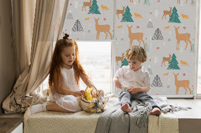 Fensterrollo mit dem Motiv Rehe im Wald