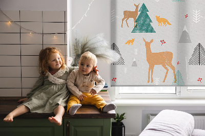 Fensterrollo mit dem Motiv Rehe im Wald