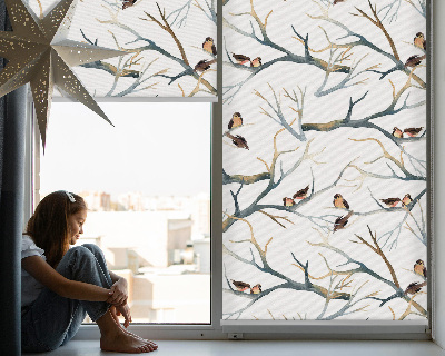Rollo Fenster mit Vogelmotiv auf einem Baum