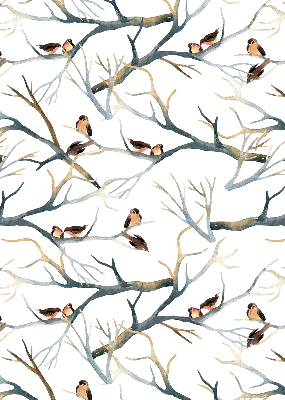 Rollo Fenster mit Vogelmotiv auf einem Baum