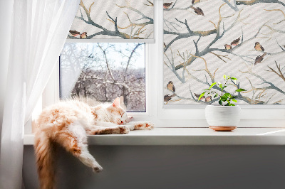 Rollo Fenster mit Vogelmotiv auf einem Baum
