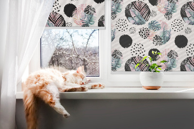 Rollo Fenster mit Kreisen und Blättern