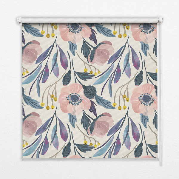 Fensterrollo mit Mohnblumen-Motiv