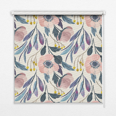 Fensterrollo mit Mohnblumen-Motiv