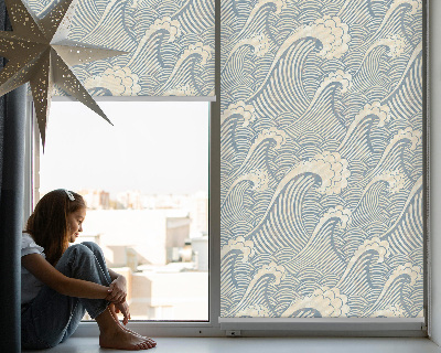Fensterrollo innen mit Wasserwellen-Muster