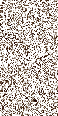 Fensterrollo mit gezeichneten Palmblättern