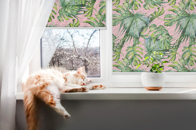 Fensterrollo innen mit tropischen Blattsorten
