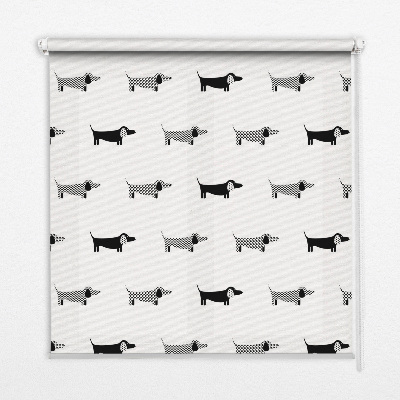 Fensterrollo innen mit gezeichneten Hunden