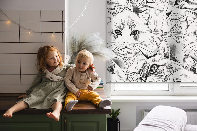 Fensterrollo innen gezeichnete Katzen