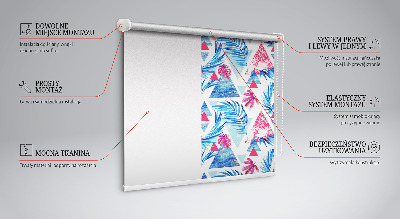Fensterrollo innen in Blau mit Blättern und Dreiecken