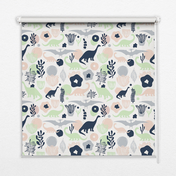 Fensterrollo mit bunten Dinosauriern