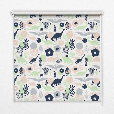 Fensterrollo mit bunten Dinosauriern
