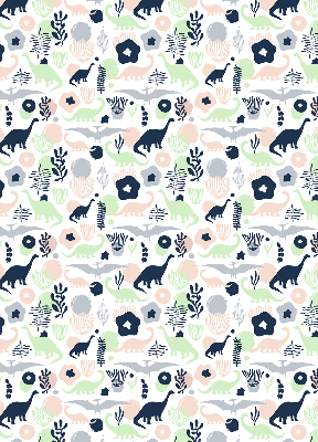 Fensterrollo mit bunten Dinosauriern