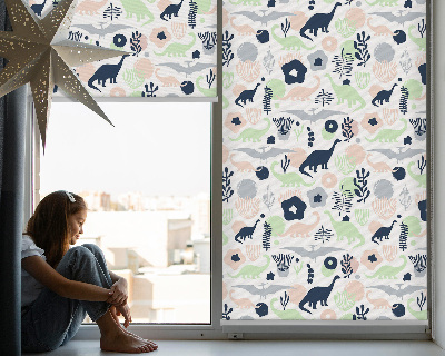 Fensterrollo mit bunten Dinosauriern