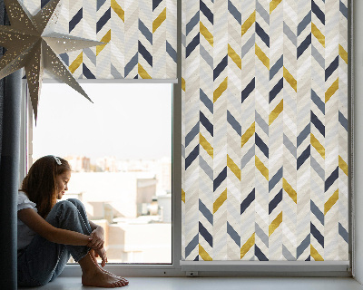 Rollo Fenster buntes Fischgrätmuster