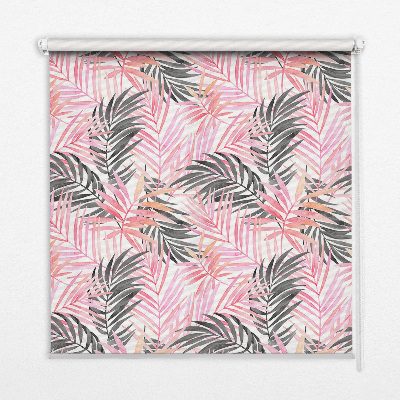 Fensterrollo innen in rosa mit schwarzen blättern