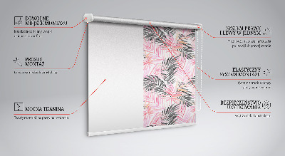 Fensterrollo innen in rosa mit schwarzen blättern