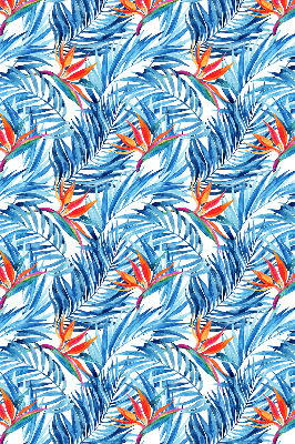 Fensterrollo innen in Blau mit Blättermuster