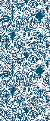 Rollo Fenster in blauem Muster