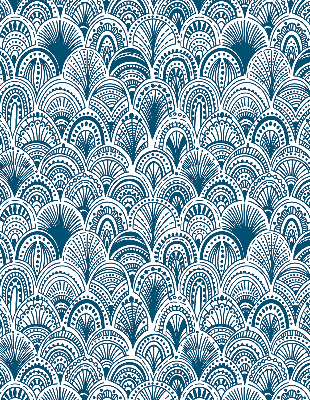 Rollo Fenster in blauem Muster