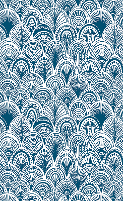 Rollo Fenster in blauem Muster