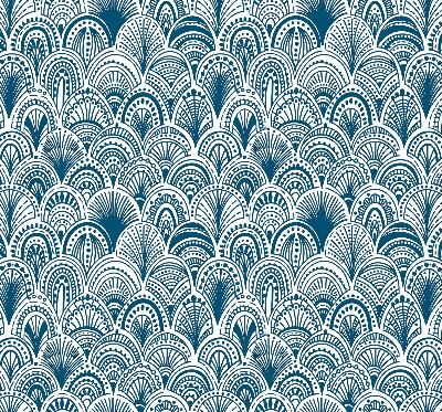 Rollo Fenster in blauem Muster