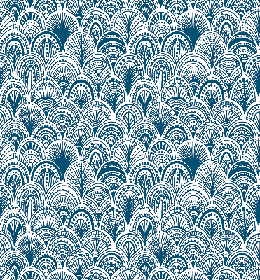 Rollo Fenster in blauem Muster