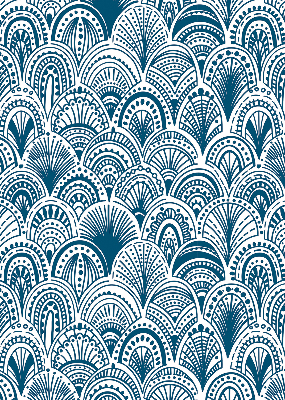 Rollo Fenster in blauem Muster