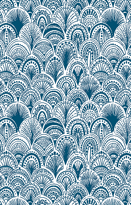 Rollo Fenster in blauem Muster