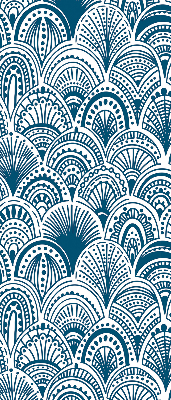 Rollo Fenster in blauem Muster