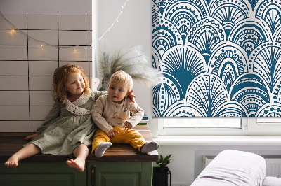 Rollo Fenster in blauem Muster