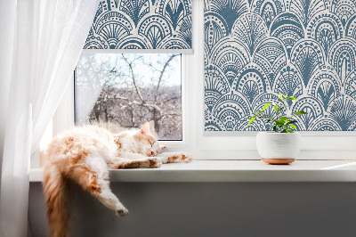 Rollo Fenster in blauem Muster