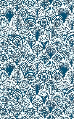 Rollo Fenster in blauem Muster