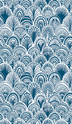 Rollo Fenster in blauem Muster