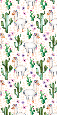Fensterrollo mit Lamas und Kakteen