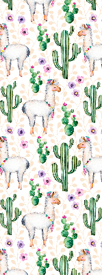 Fensterrollo mit Lamas und Kakteen