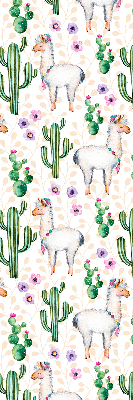 Fensterrollo mit Lamas und Kakteen