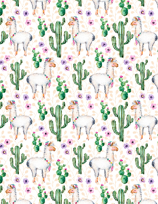 Fensterrollo mit Lamas und Kakteen