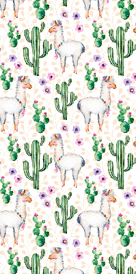 Fensterrollo mit Lamas und Kakteen