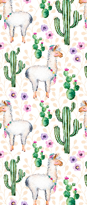 Fensterrollo mit Lamas und Kakteen