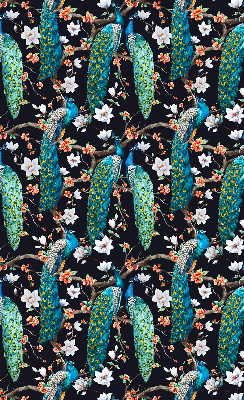 Rollo Fenster mit Pfau und Blumenmotiv