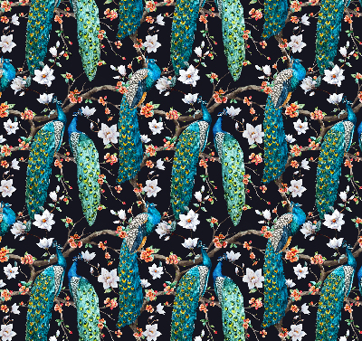 Rollo Fenster mit Pfau und Blumenmotiv
